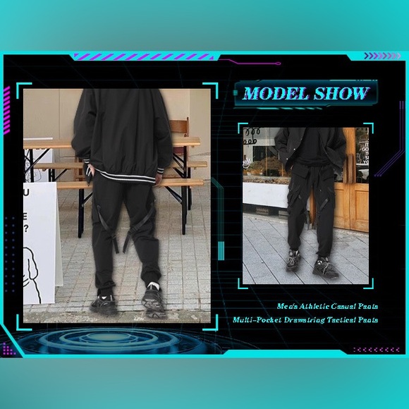 Dudhuh Black Techwear Cargo Jogger Pants Tactical Streetwear Size Small - Picture 15 of 15